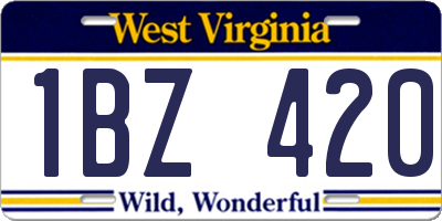 WV license plate 1BZ420