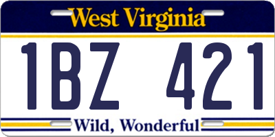 WV license plate 1BZ421