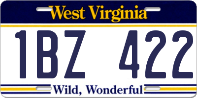 WV license plate 1BZ422