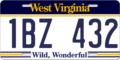 WV license plate 1BZ432