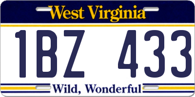 WV license plate 1BZ433