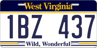 WV license plate 1BZ437