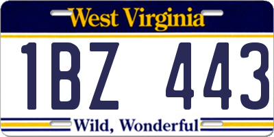 WV license plate 1BZ443