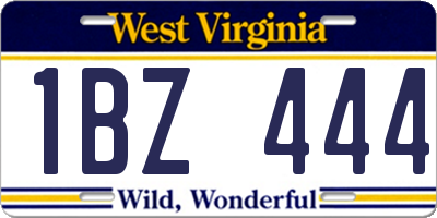 WV license plate 1BZ444