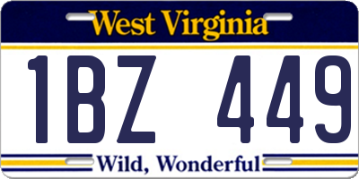 WV license plate 1BZ449