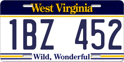 WV license plate 1BZ452