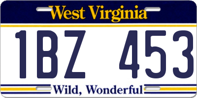 WV license plate 1BZ453