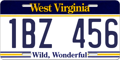 WV license plate 1BZ456