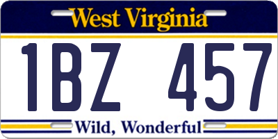WV license plate 1BZ457