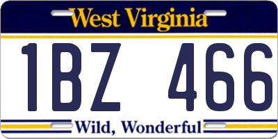 WV license plate 1BZ466