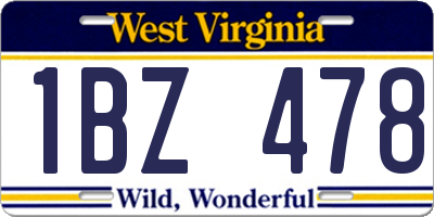 WV license plate 1BZ478