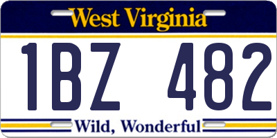 WV license plate 1BZ482