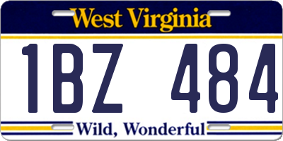WV license plate 1BZ484