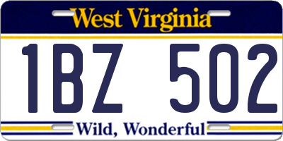 WV license plate 1BZ502