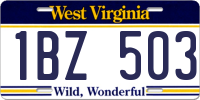 WV license plate 1BZ503
