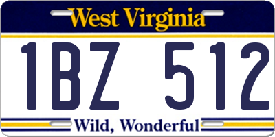 WV license plate 1BZ512