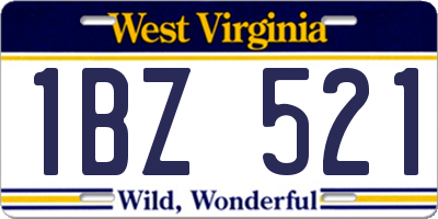 WV license plate 1BZ521