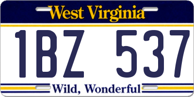 WV license plate 1BZ537