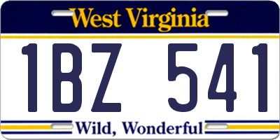 WV license plate 1BZ541