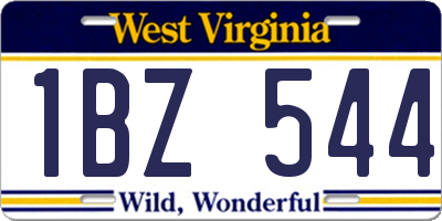 WV license plate 1BZ544