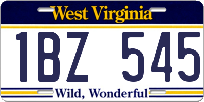 WV license plate 1BZ545