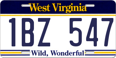 WV license plate 1BZ547
