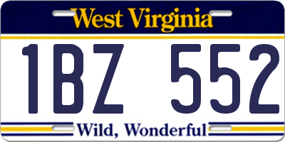 WV license plate 1BZ552