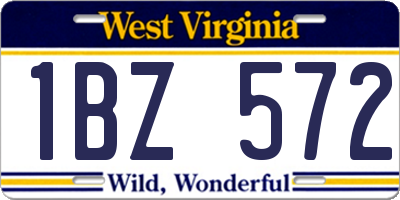 WV license plate 1BZ572