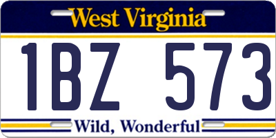 WV license plate 1BZ573