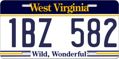 WV license plate 1BZ582