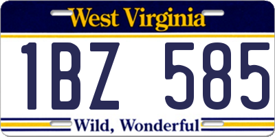 WV license plate 1BZ585