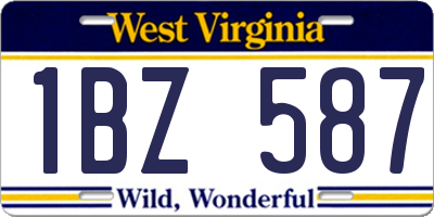 WV license plate 1BZ587