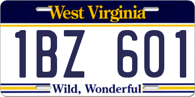WV license plate 1BZ601