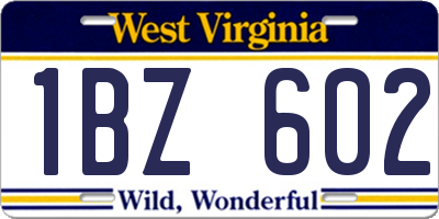 WV license plate 1BZ602