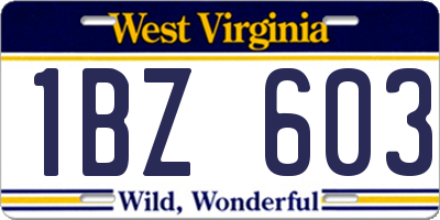 WV license plate 1BZ603