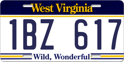 WV license plate 1BZ617