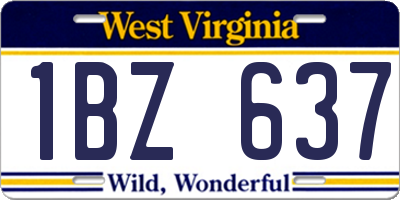 WV license plate 1BZ637