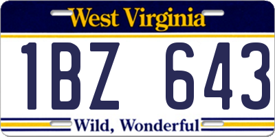 WV license plate 1BZ643