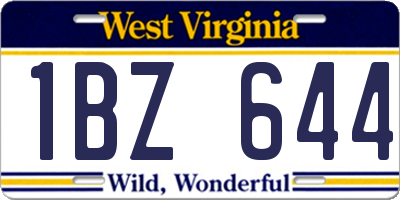 WV license plate 1BZ644