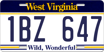 WV license plate 1BZ647