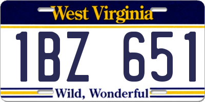 WV license plate 1BZ651