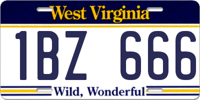 WV license plate 1BZ666