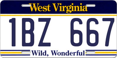 WV license plate 1BZ667
