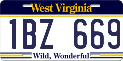 WV license plate 1BZ669
