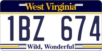 WV license plate 1BZ674