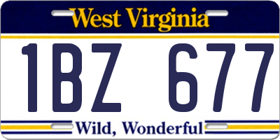 WV license plate 1BZ677