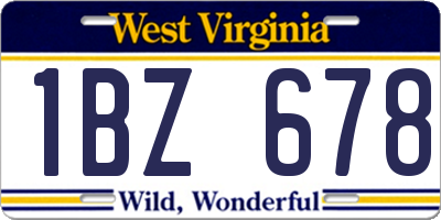 WV license plate 1BZ678