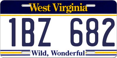 WV license plate 1BZ682