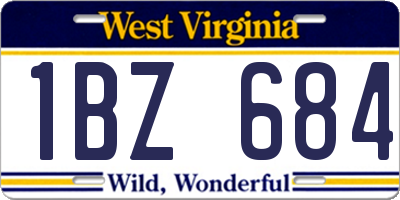 WV license plate 1BZ684