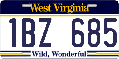 WV license plate 1BZ685